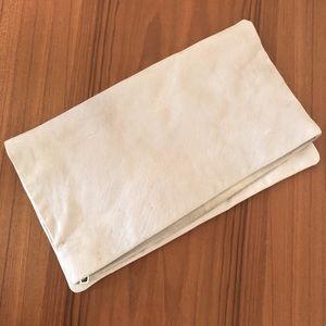 Free People Baby Grey Leather and Suede Oversized Fold Clutch